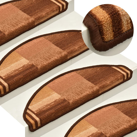 vidaXL Self-adhesive Stair Mats 15 pcs Brown 65x21x4 cm