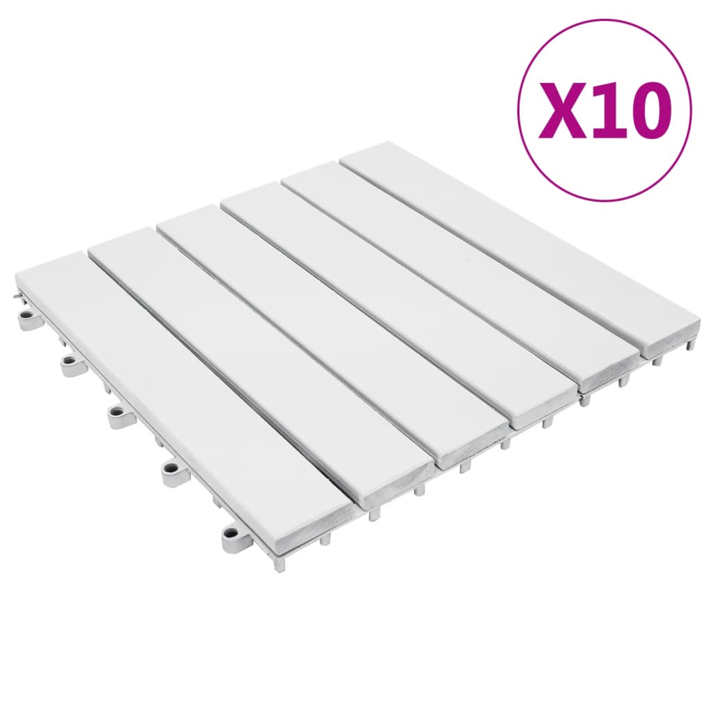 vidaXL Decking Tiles 10 pcs White 30x30 cm Solid Acacia Wood