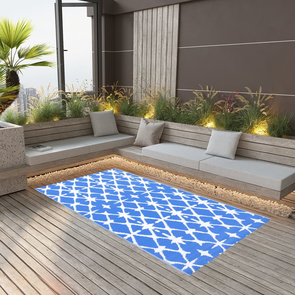 vidaXL Outdoor Carpet Blue and White 160x230 cm PP
