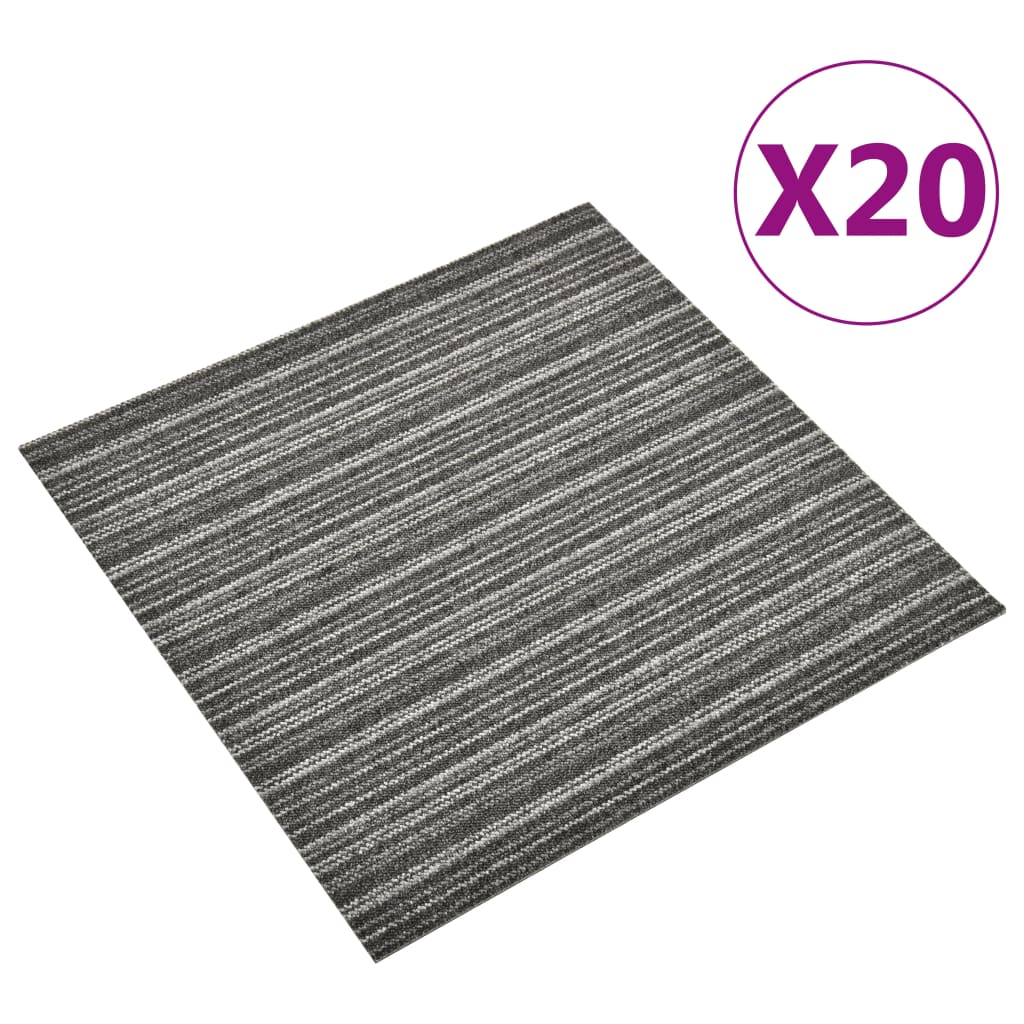 vidaXL Carpet Floor Tiles 20 pcs 5 mŒ_ 50x50 cm Striped Anthracite