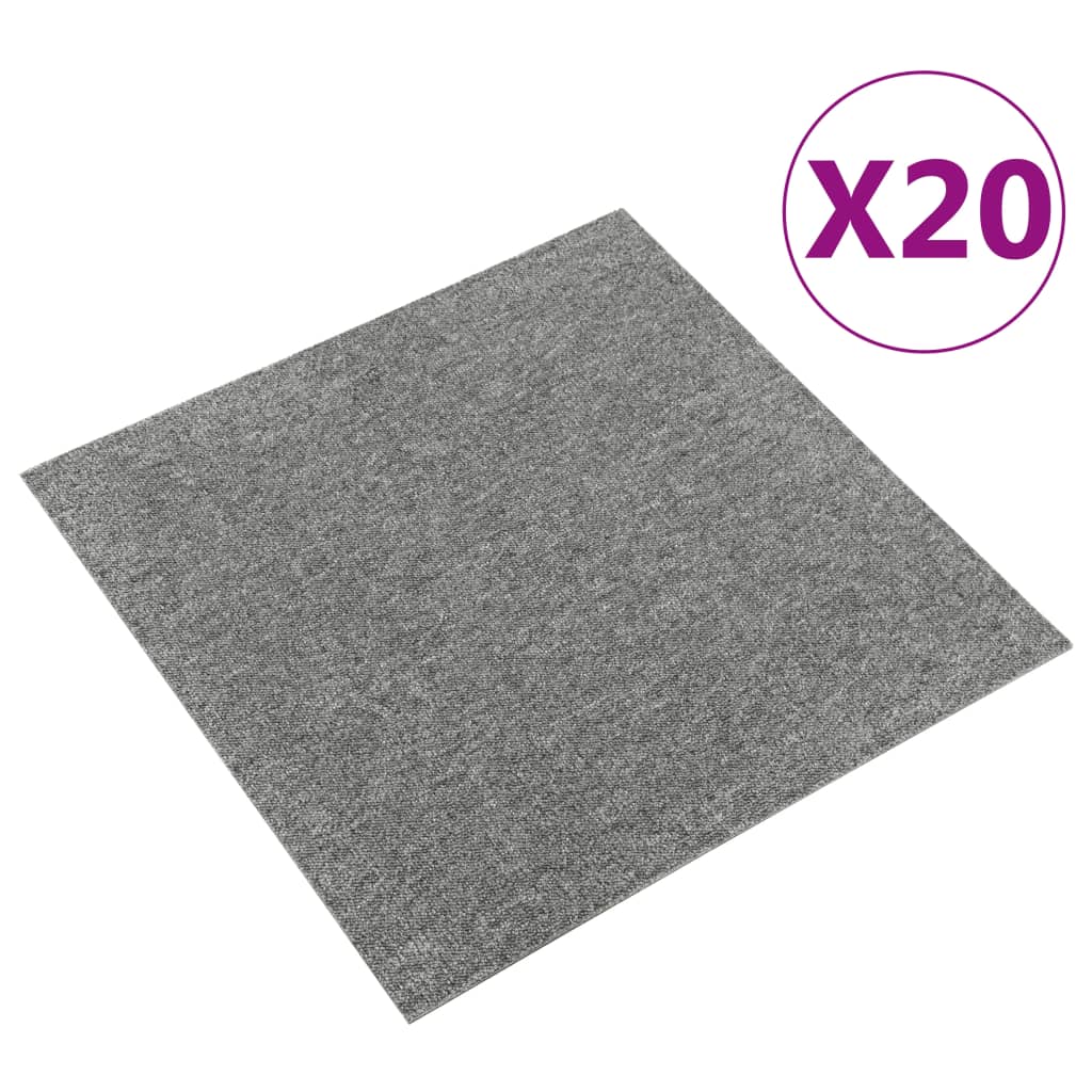vidaXL Carpet Floor Tiles 20 pcs 5 mŒ_ 50x50 cm Grey