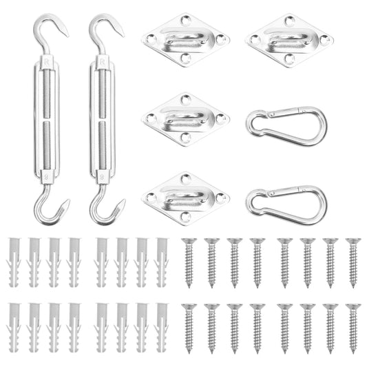 vidaXL 8 Piece Sunshade Sail Accessory Set Stainless Steel