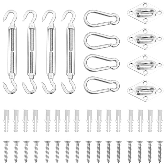 vidaXL 12 Piece Sunshade Sail Accessory Set Stainless Steel