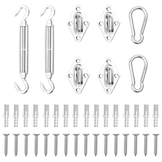 vidaXL 8 Piece Sunshade Sail Accessory Set Stainless Steel
