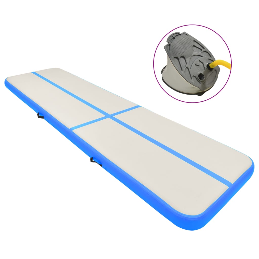 vidaXL Inflatable Gymnastics Mat with Pump 600x100x20 cm PVC Blue