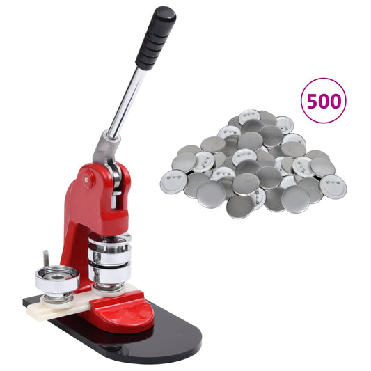 vidaXL Badge Button Maker with 500 pcs Pinback Button Parts 44 mm