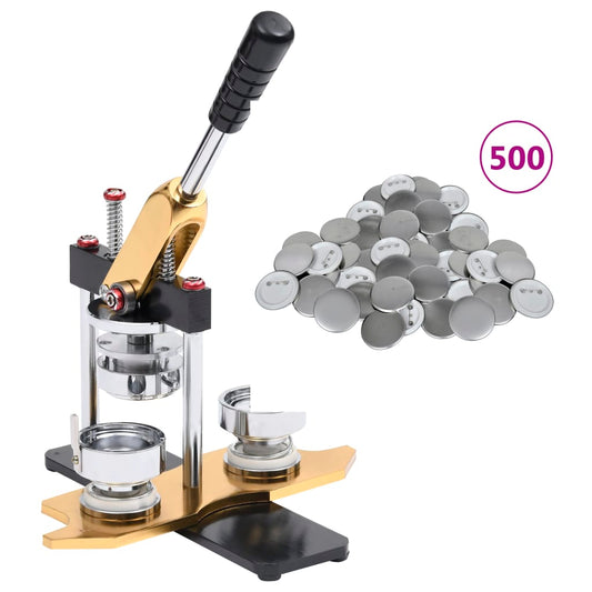 vidaXL Badge Maker with 500 pcs Pinback Button Parts 44mm Rotate Punch