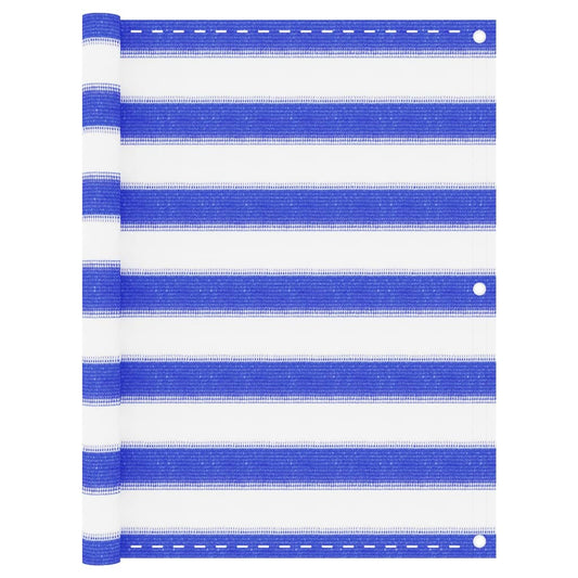 vidaXL Balcony Screen Blue and White 75x300 cm HDPE