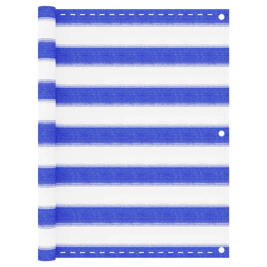 vidaXL Balcony Screen Blue and White 75x500 cm HDPE