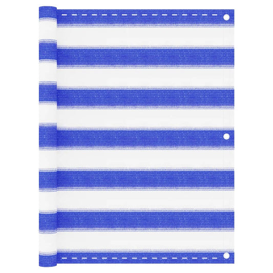 vidaXL Balcony Screen Blue and White 75x500 cm HDPE