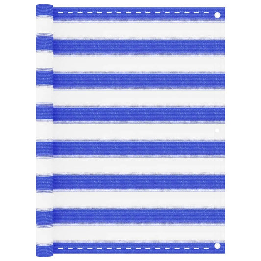 vidaXL Balcony Screen Blue and White 90x400 cm HDPE