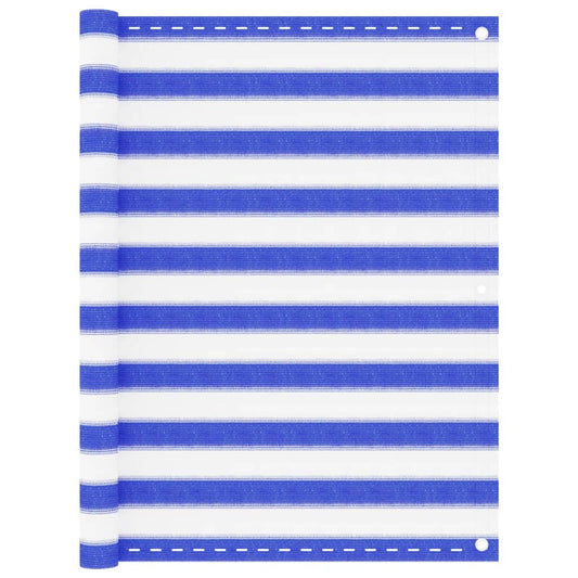 vidaXL Balcony Screen Blue and White 120x500 cm HDPE