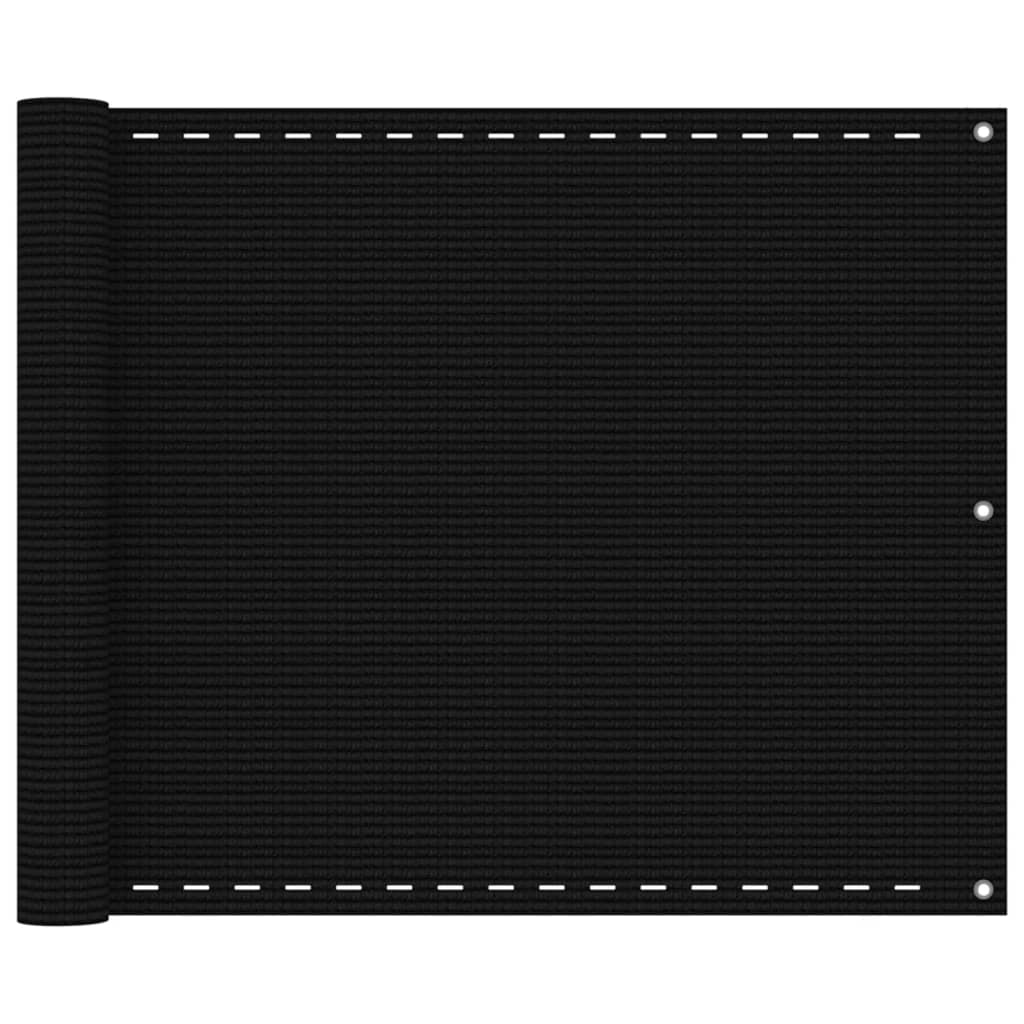 vidaXL Balcony Screen Black 75x300 cm HDPE