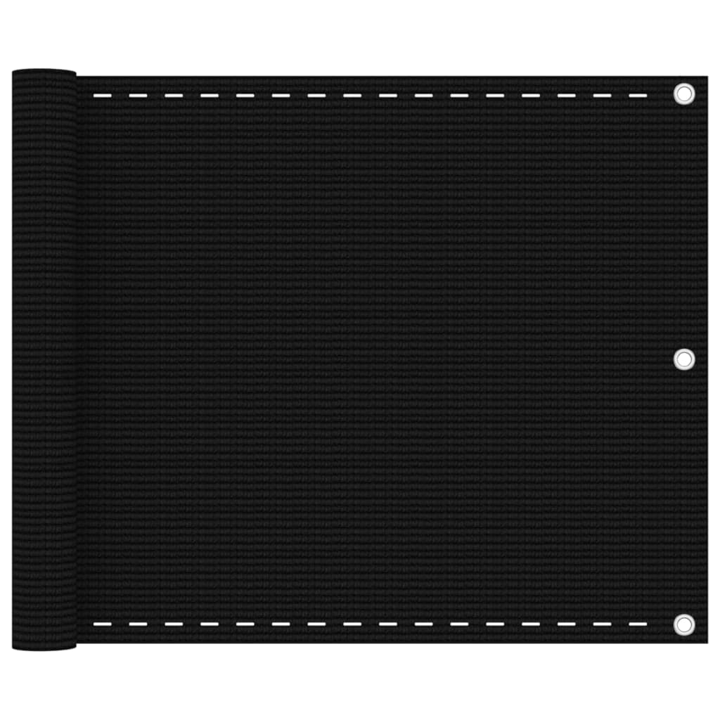 vidaXL Balcony Screen Black 75x600 cm HDPE