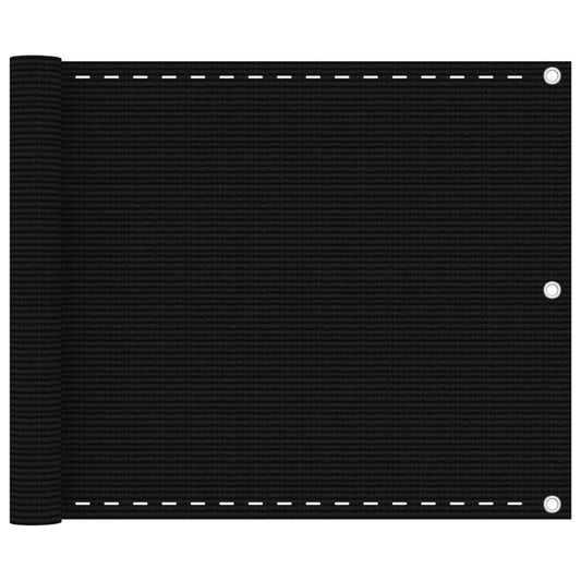 vidaXL Balcony Screen Black 75x600 cm HDPE