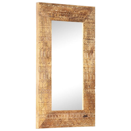 vidaXL Hand-Carved Mirror 80x50x11 cm Solid Mango Wood