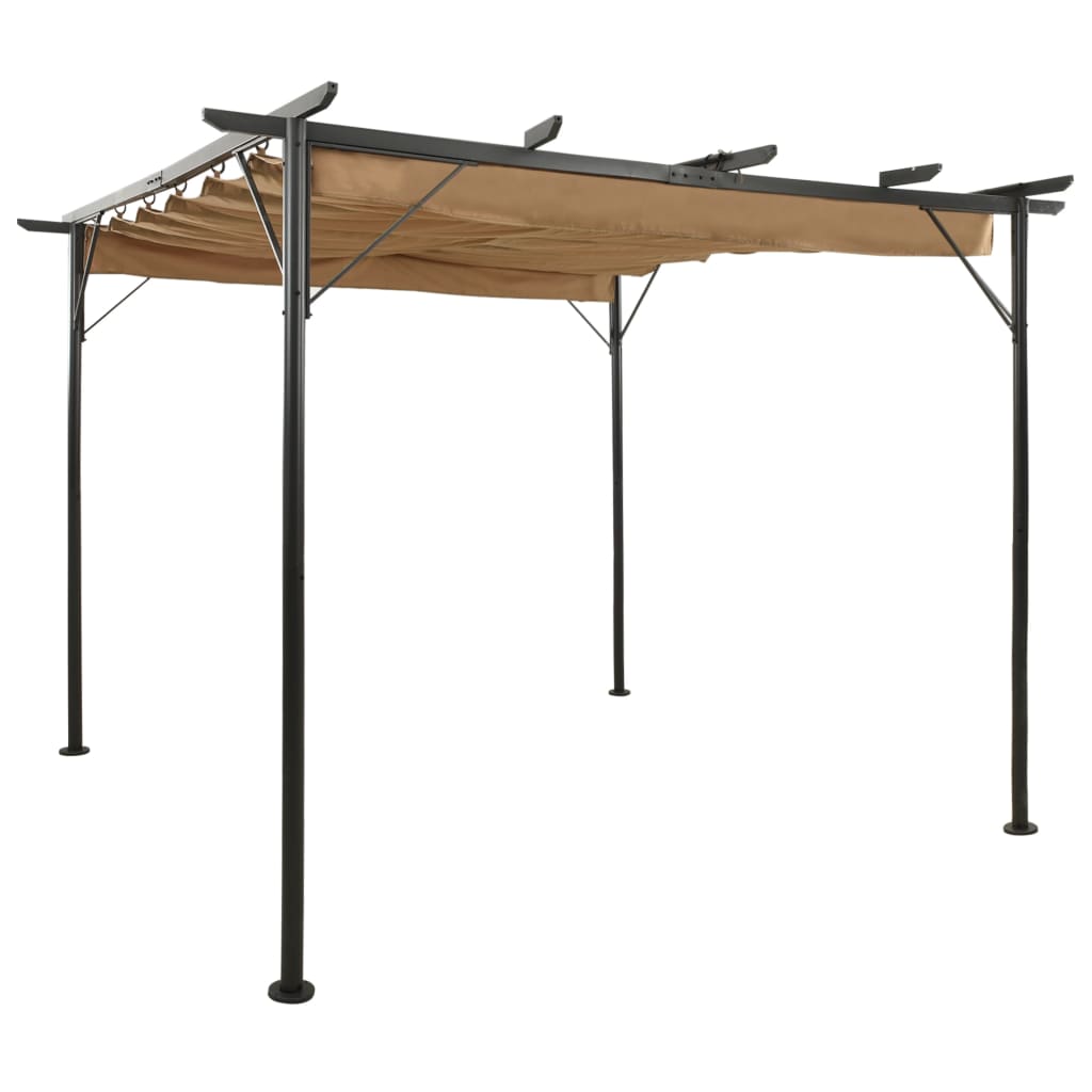 vidaXL Pergola with Retractable Roof Taupe 3x3 m Steel 180 g/mŒ_