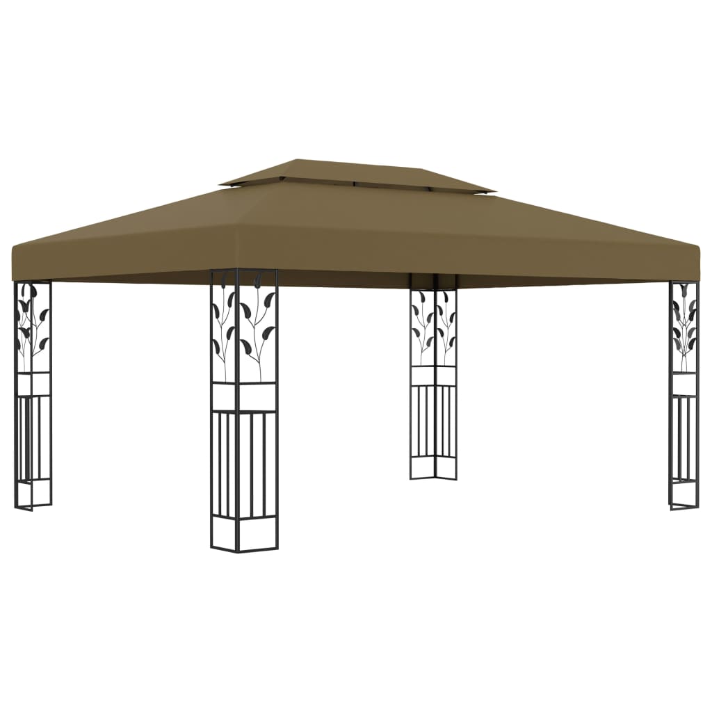 vidaXL Gazebo with Double Roof 3x4 m Taupe 180 g/mŒ_