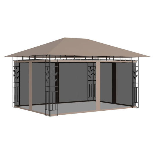 vidaXL Gazebo with Mosquito Net 4x3x2.73 m Taupe 180 g/mŒ_