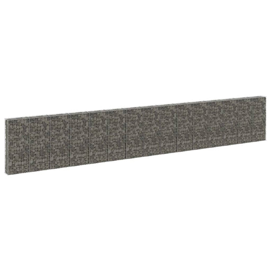 vidaXL Gabion Wall with Covers Galvanised Steel 900x30x150 cm