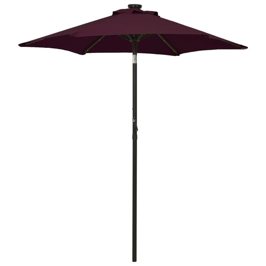 vidaXL Parasol with LED Lights Bordeaux Red 200x211 cm Aluminium