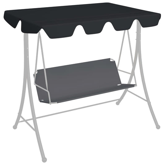 vidaXL Replacement Canopy for Garden Swing Black 188/168x110/145 cm