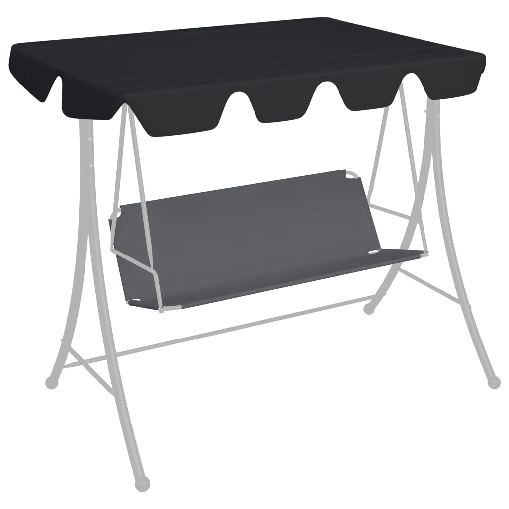 vidaXL Replacement Canopy for Garden Swing Black 150/130x70/105 cm