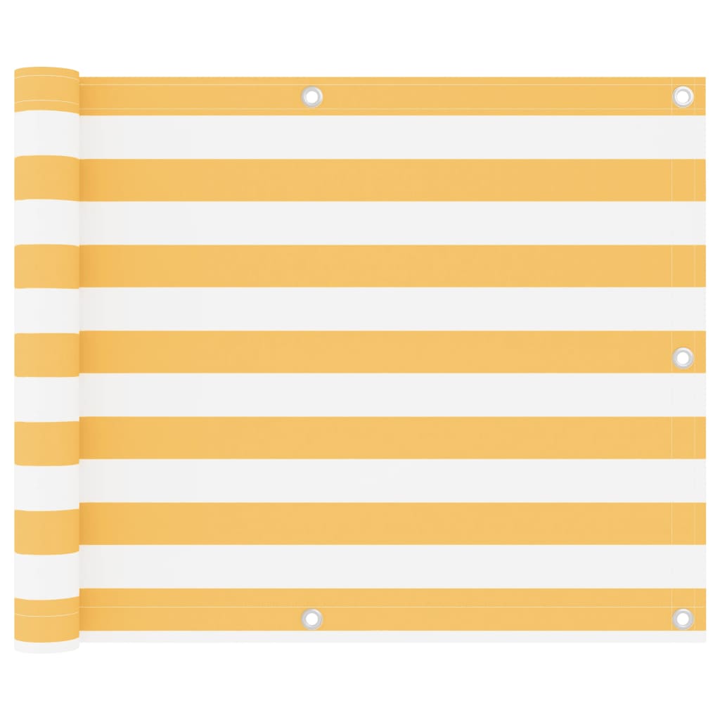 vidaXL Balcony Screen White and Yellow 75x400 cm Oxford Fabric