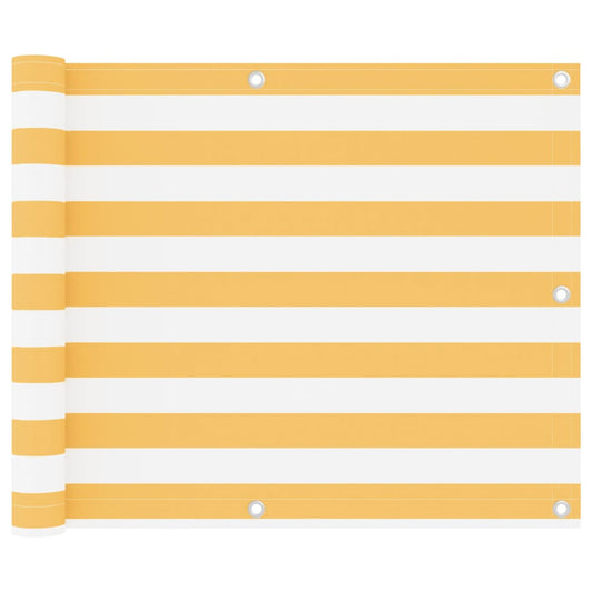 vidaXL Balcony Screen White and Yellow 75x400 cm Oxford Fabric