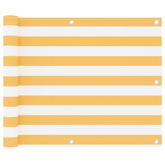 vidaXL Balcony Screen White and Yellow 75x600 cm Oxford Fabric