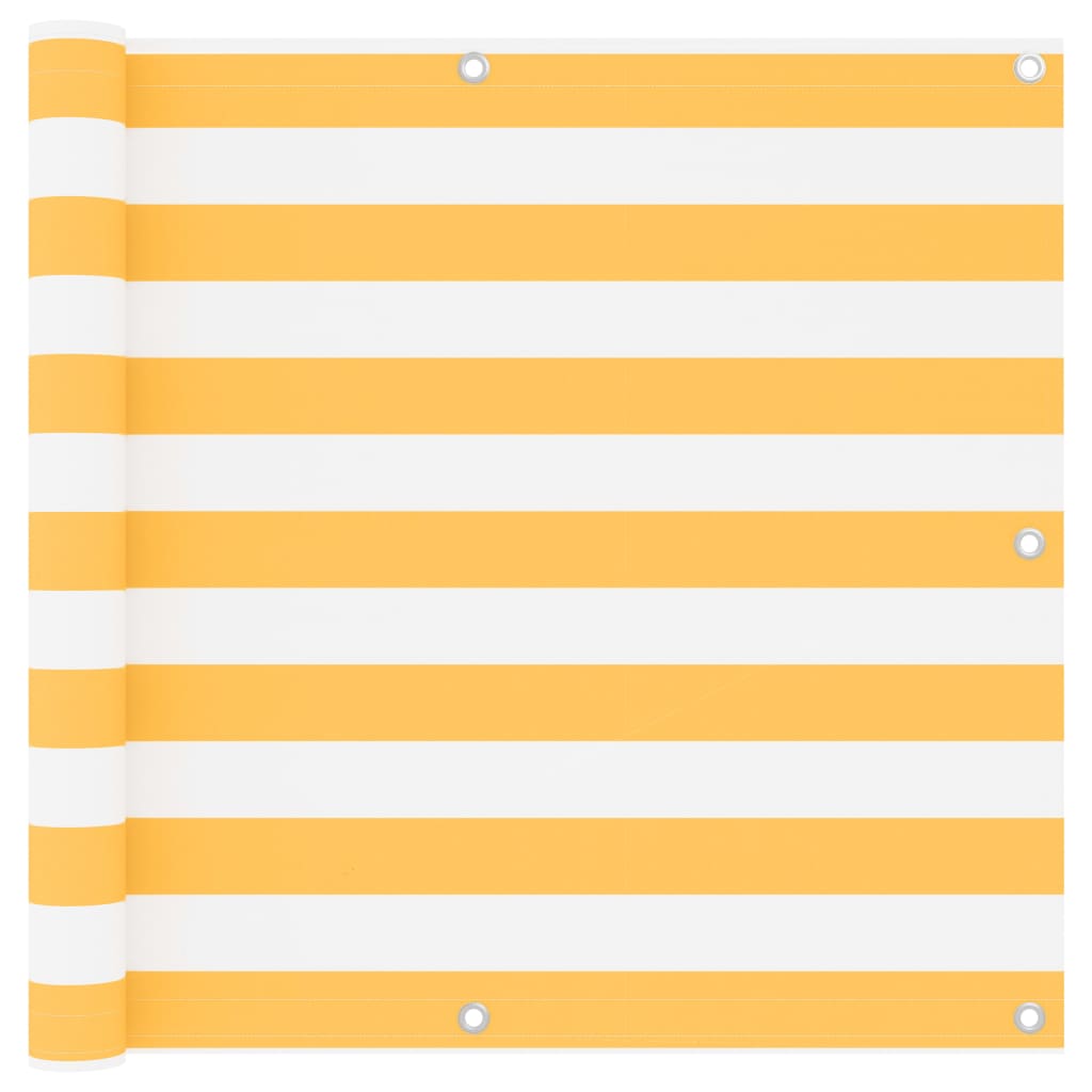 vidaXL Balcony Screen White and Yellow 90x600 cm Oxford Fabric