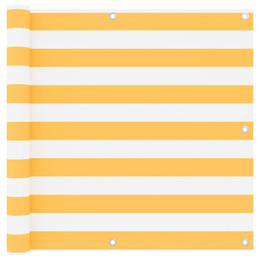 vidaXL Balcony Screen White and Yellow 90x600 cm Oxford Fabric