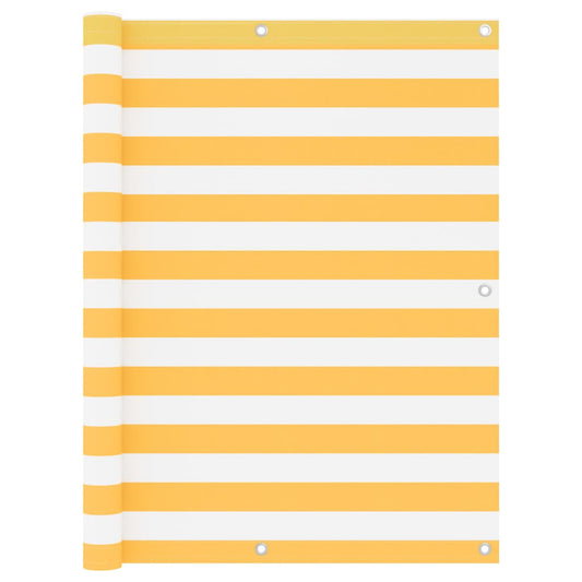 vidaXL Balcony Screen White and Yellow 120x600 cm Oxford Fabric