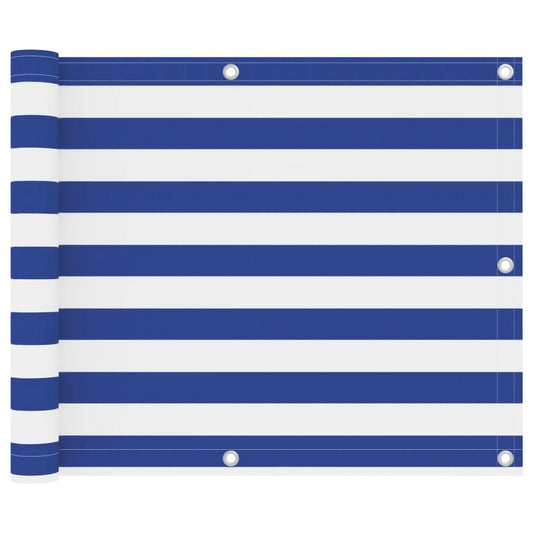 vidaXL Balcony Screen White and Blue 75x400 cm Oxford Fabric