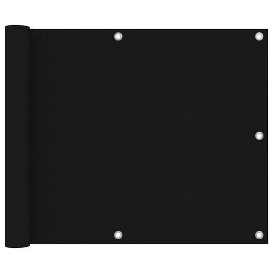 vidaXL Balcony Screen Black 75x600 cm Oxford Fabric