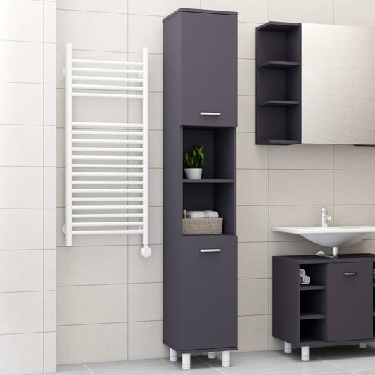 vidaXL Bathroom Cabinet Grey 30x30x179 cm Engineered Wood