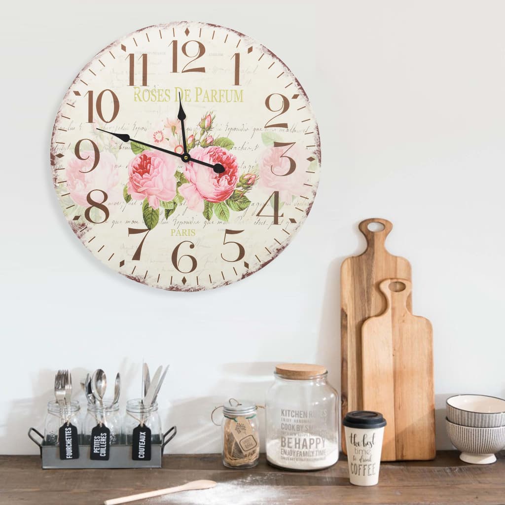 vidaXL Vintage Wall Clock Flower 60 cm