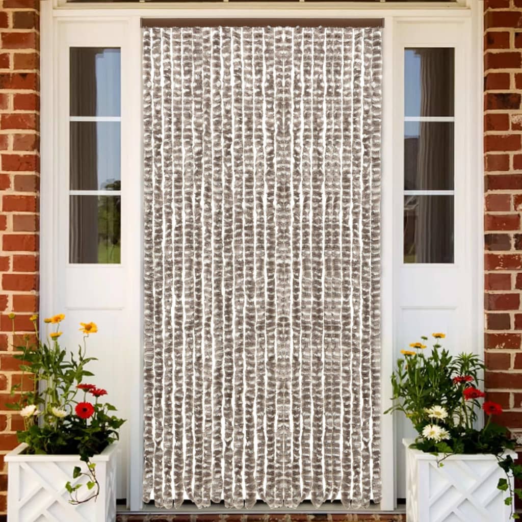 vidaXL Insect Curtain Taupe and White 100x220 cm Chenille