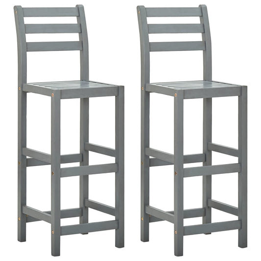 vidaXL Bar Stools 2 pcs Grey Solid Acacia Wood