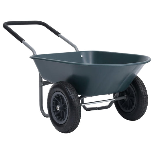 vidaXL Wheelbarrow Green and Grey 140x63x65 cm 78 L 100 kg