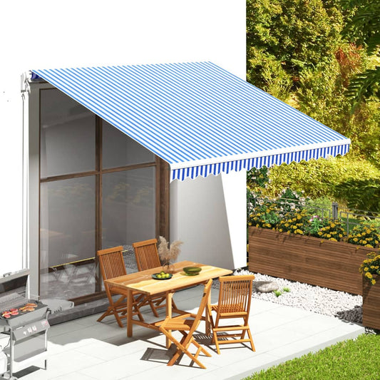 vidaXL Replacement Fabric for Awning Blue and White 4x3.5 m