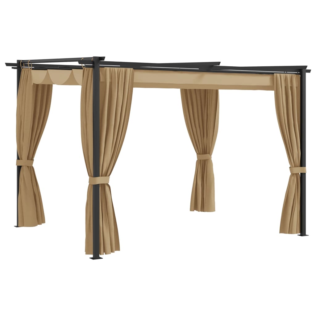 vidaXL Gazebo with Curtains 3x3 m Taupe Steel
