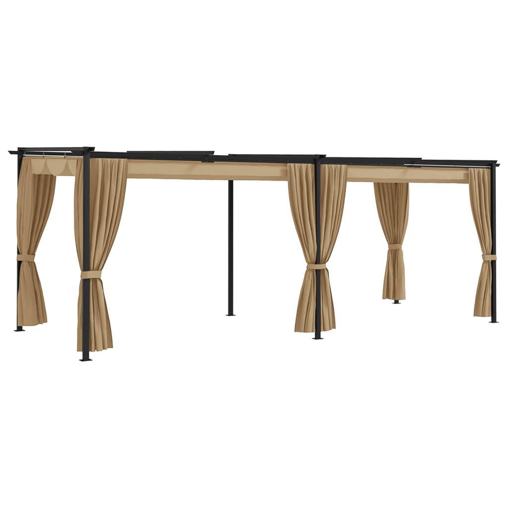 vidaXL Gazebo with Curtains 6x3 m Taupe Steel
