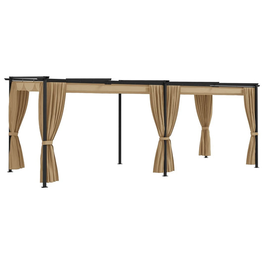 vidaXL Gazebo with Curtains 6x3 m Taupe Steel