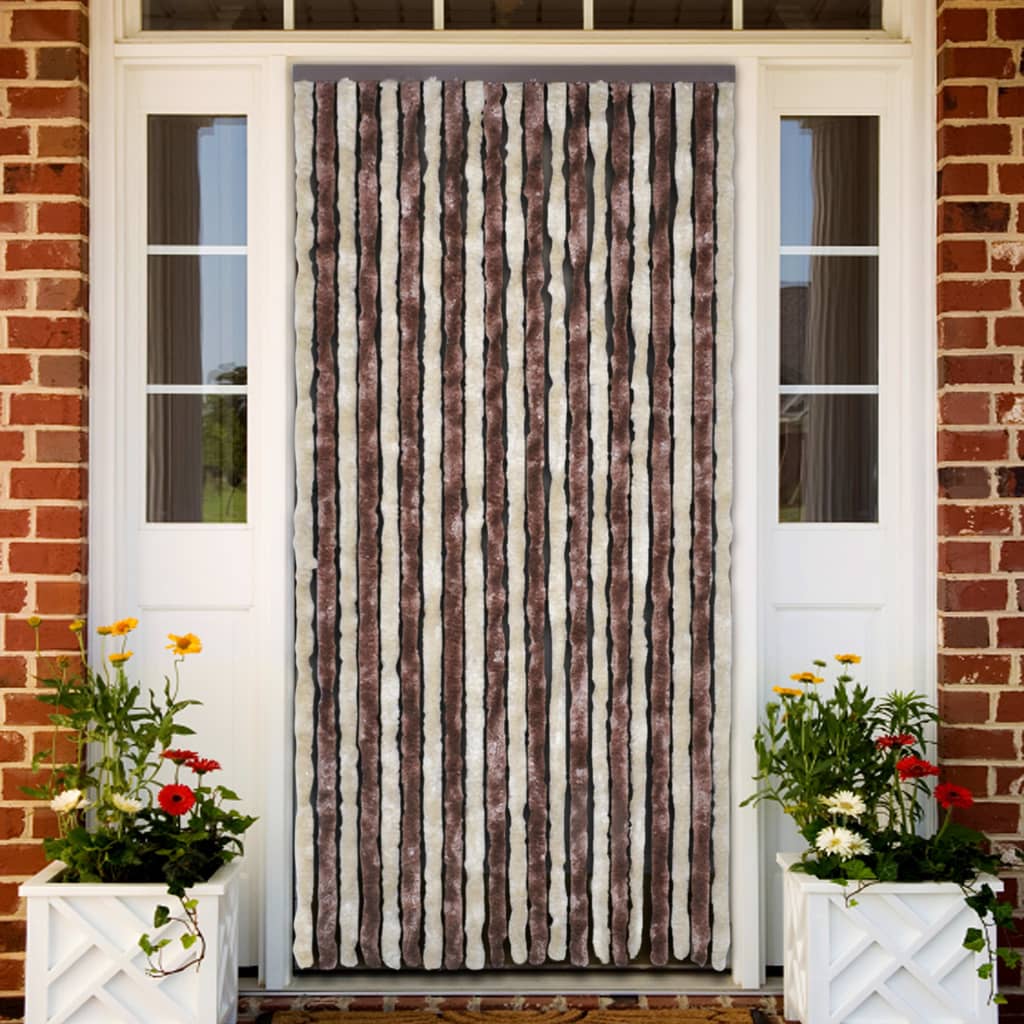 vidaXL Insect Curtain Beige and Light Brown 90x200 cm Chenille