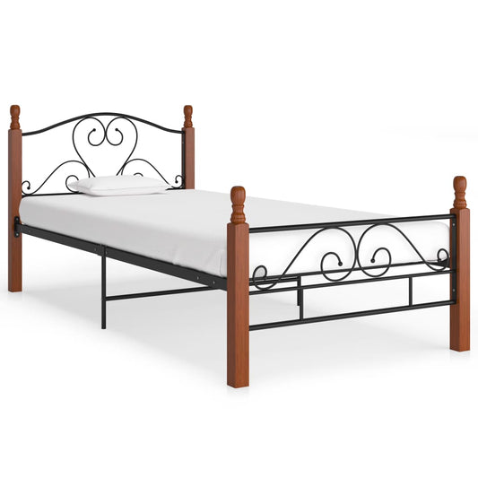 vidaXL Bed Frame Black Metal 100x200 cm