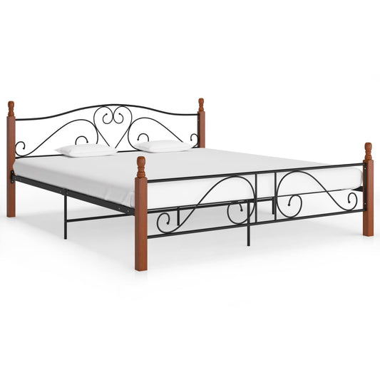 vidaXL Bed Frame Black Metal 180x200 cm 6FT Super King