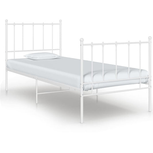 vidaXL Bed Frame White Metal 100x200 cm