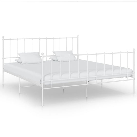 vidaXL Bed Frame White Metal 160x200 cm
