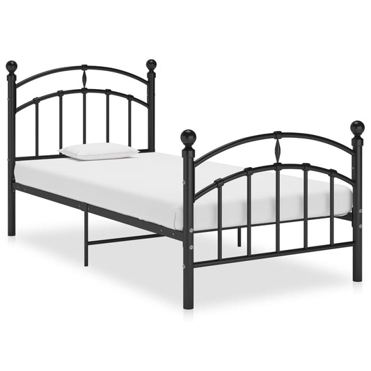 vidaXL Bed Frame Black Metal 90x200 cm